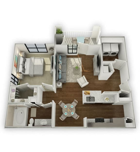 A2 Floorplan 1 Bedroom 1 Bath 822 Total Sq Ft at Asheville Exchange Apartment Homes, Asheville, NC 28806