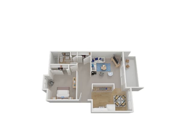 One Bed One Bath Floor Plan at Carriage House, California, 94536