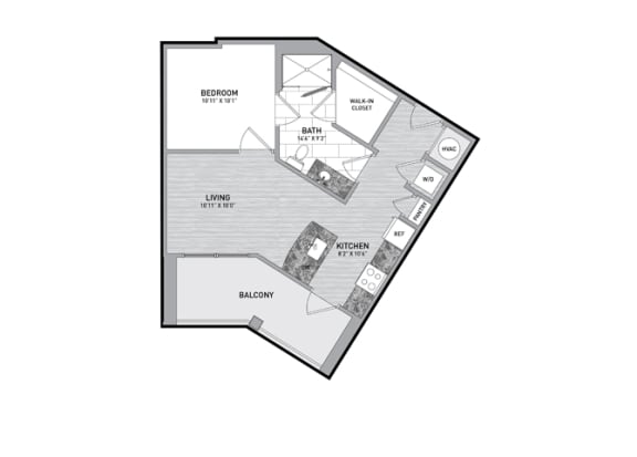 Studio Floor Plan at The Flats at Ballantyne Apartments, Charlotte, 28277