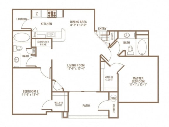 2 Bed 2 Bath Floor Plan 2 Bed 2 Bath Floor Plan at The Preserve at Greenway Park, Wyoming