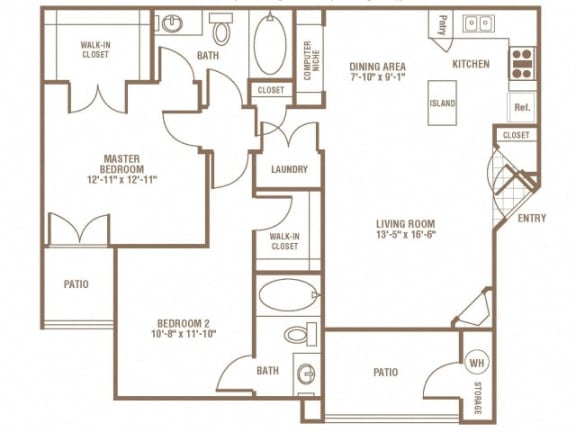 2 Bedroom 2 Bathroom Floor Plan 2 Bedroom 2 Bathroom Floor Plan at The Preserve at Greenway Park, Wyoming, 82609