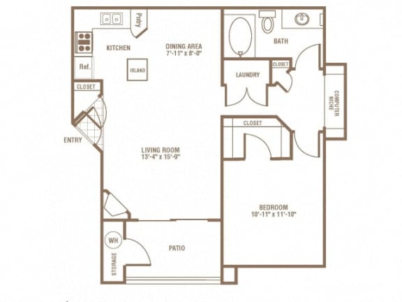 1 Bedroom 1 Bathroom Floor Plan 1 Bedroom 1 Bathroom Floor Plan at The Preserve at Greenway Park, Casper, 82609