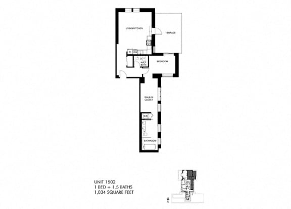 The Penthouse 1034 SQFT Floor Plan at Park Heights by the Lake Apartments, Chicago