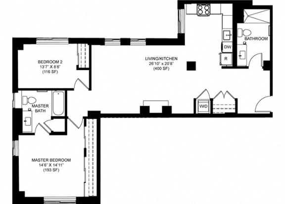 2 Bedroom 2 Bathroom Floor Plan at Park Heights by the Lake Apartments, Chicago