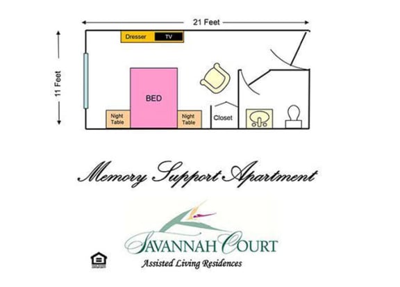 Memory Support Floor Plan at Savannah Court of Bastrop, Bastrop, Louisiana