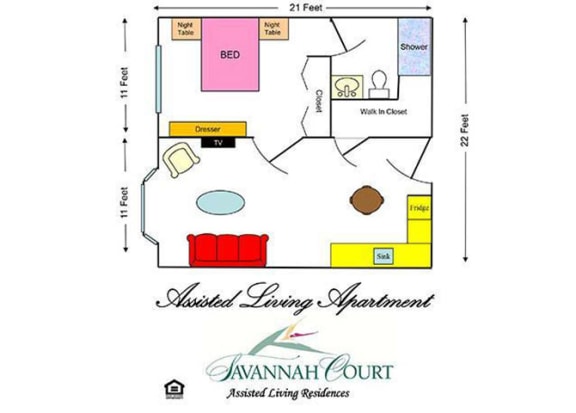 Assisted Living Floor Plan at Savannah Court of Minden, Louisiana