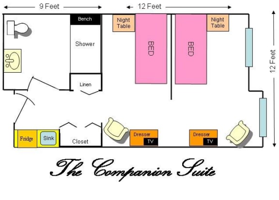 Companion Suite Floor Plan at Savannah Court of St Cloud, St Cloud, FL, 34769