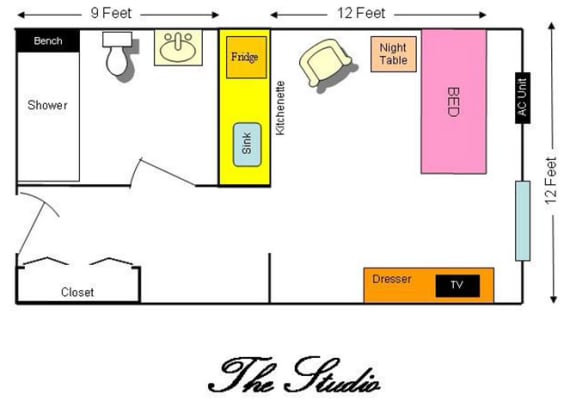 Studio Apartment Floor Plan at Savannah Grand of Amelia Island, Fernandina Beach, 32034