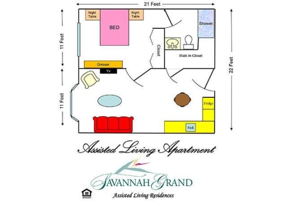 Assisted Living Floor Plan at Savannah Grand of Bossier City, Bossier City, LA