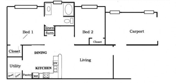  Floor Plan 2 Bedroom 1 Bath