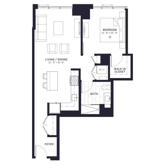 Lincoln Common Dickens (C4) One Bedroom Floor Plan Lincoln Common Dickens (C4) One Bedroom Floor Plan at The Apartments at Lincoln Common, Chicago, Illinois