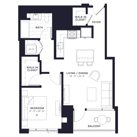 Lincoln Common Vine (C6) One Bedroom Floor Plan Lincoln Common Vine (C6) One Bedroom Floor Plan at The Apartments at Lincoln Common, Illinois, 60614