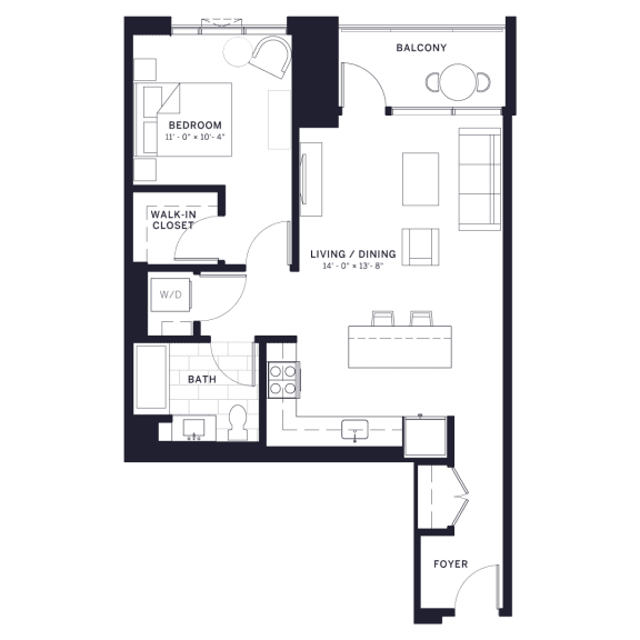 Lincoln Common Hudson (C3) One Bedroom Floor Plan Lincoln Common Hudson (C3) One Bedroom Floor Plan at The Apartments at Lincoln Common, Chicago