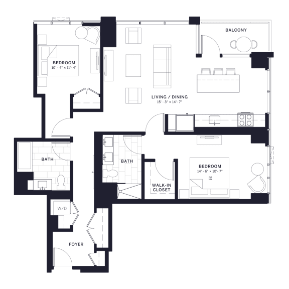 Lincoln Common Sheffield Two Bedroom Floor Plan Lincoln Common Sheffield Two Bedroom Floor Plan at The Apartments at Lincoln Common, Illinois