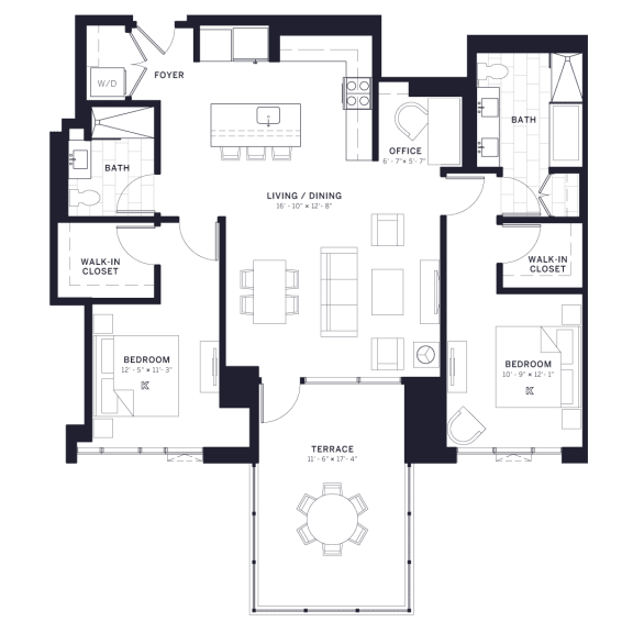 Lincoln Common Wilton Two Bedroom Floor Plan Lincoln Common Wilton Two Bedroom Floor Plan at The Apartments at Lincoln Common, Illinois, 60614