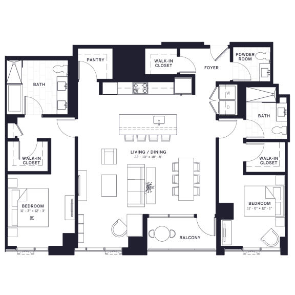 Lincoln Common Halsted Two Bedroom Floor Plan Lincoln Common Halsted Two Bedroom Floor Plan at The Apartments at Lincoln Common, Chicago, 60614