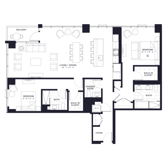 Lincoln Common Chalmers Two Bedroom Floor Plan Lincoln Common Chalmers Two Bedroom Floor Plan at The Apartments at Lincoln Common, Chicago, IL, 60614