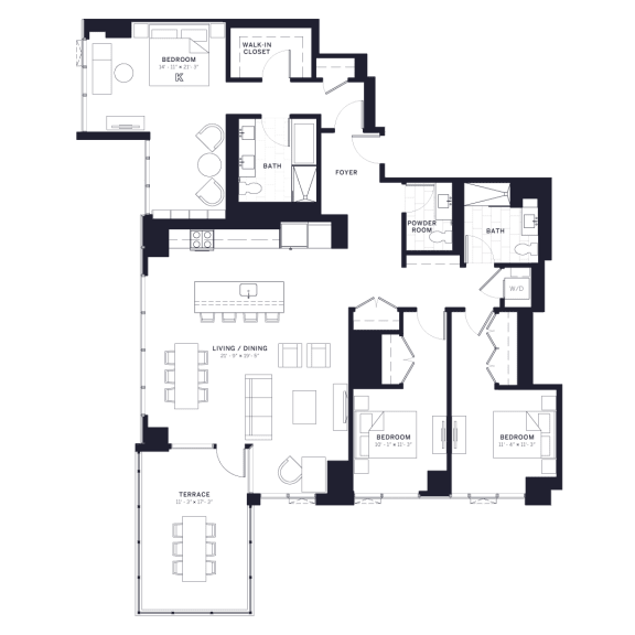 Lincoln Common Kingsbury Three Bedroom Floor Plan Lincoln Common Kingsbury Three Bedroom Floor Plan at The Apartments at Lincoln Common, Chicago