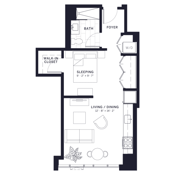 Lincoln Common Deming Junior One Bedroom Floor Plan Lincoln Common Deming Junior One Bedroom Floor Plan at The Apartments at Lincoln Common, Illinois, 60614