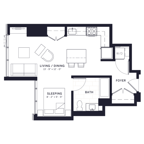 Floor Plan  Lincoln Common Hampden Junior One Bedroom Floor Plan at The Apartments at Lincoln Common, Chicago, IL