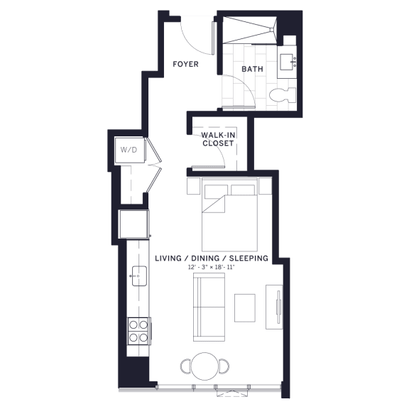 Lincoln Common Webster Studio Floor Plan Lincoln Common Webster Studio Floor Plan at The Apartments at Lincoln Common, Chicago, 60614