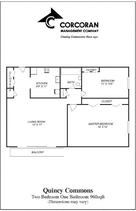 Floor Plan  Two Bedroom Near MBTA Red Line Quincy MA