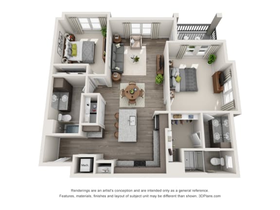 The Altavista Floor Plan at Beckett Farms Apartments, PRG Real Estate Management, Fort Mill, 29715