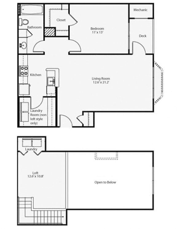 One Bedroom with Loft Layout