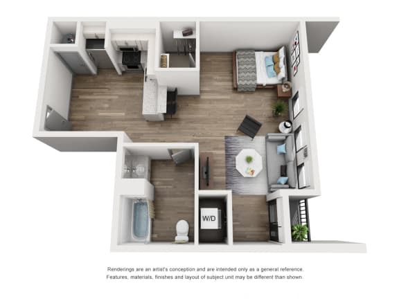 Crane floor plan Crane, Studio 1 Bath 667 Sq.Ft. floor plan at Lockerbie Lofts, Indianapolis, IN