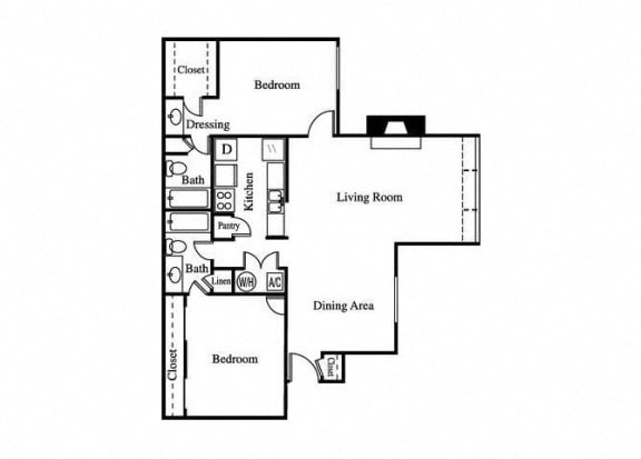 two bedroom floorplan for greenhouse apartments