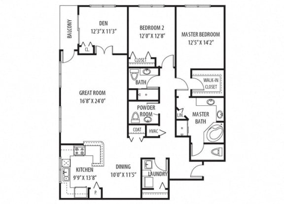 2 Bed 2.5 Bathroom Floor Plan 2 Bed 2.5 Bathroom, 2,153 Sq.Ft. Floor Plan at Two Itasca Place, Itasca, IL