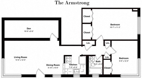 Floor Plan  2 Bed 1 Bath The Armstrong Floor Plan at Park Georgetown, Arlington, VA