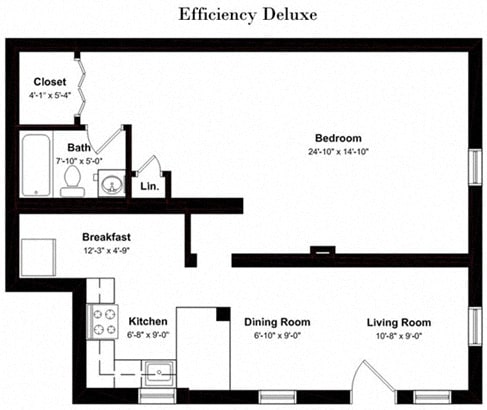 0 Bed 1 Bath The Windsor Deluxe Floor Plan 0 Bed 1 Bath The Windsor Deluxe Floor Plan at Park Georgetown, Virginia, 22209