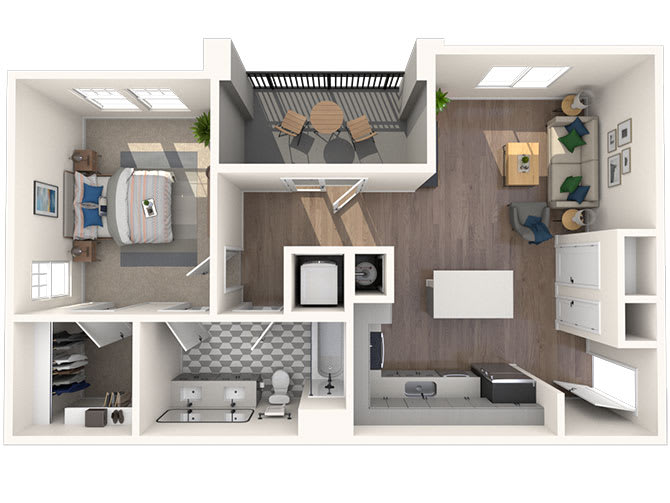 Floor Plan Premier One Bedroom, One Bathroom