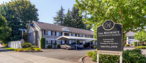The Regency Apartments Monument Sign and Entrance in Lacey, Washington