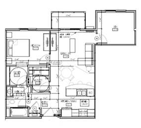  Floor Plan 1 Bedroom 1 Bath + Den