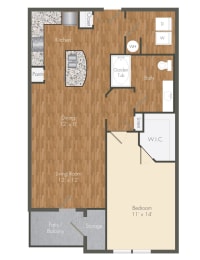 1 bedroom 1 bathroom floorplan