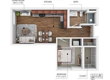 A1 Floor Plan at Soll, Des Moines