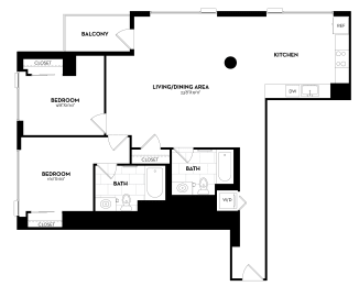 2 Bed 2 Bath - 1,232sq feet
