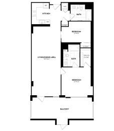 2 Bed 2 Bath - 1,162sq feet