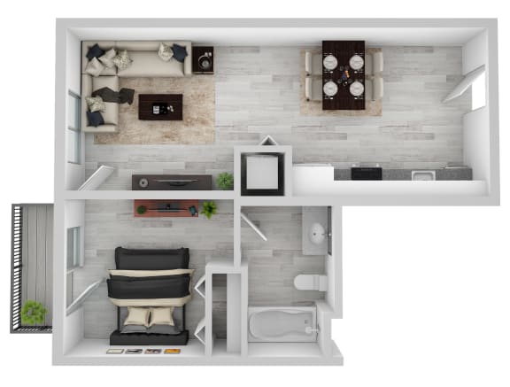 Floor Plan  1 bedroom apartment floor plan at AVIVA Apartments