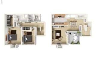 B4 - 2 bed 1.5 bath Floor Plan  at Aviare Place, Midland
