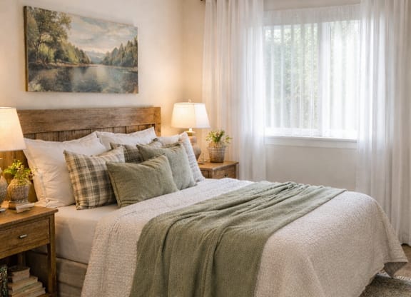 Luxury Bedroom at River Commons Senior Living, Redding