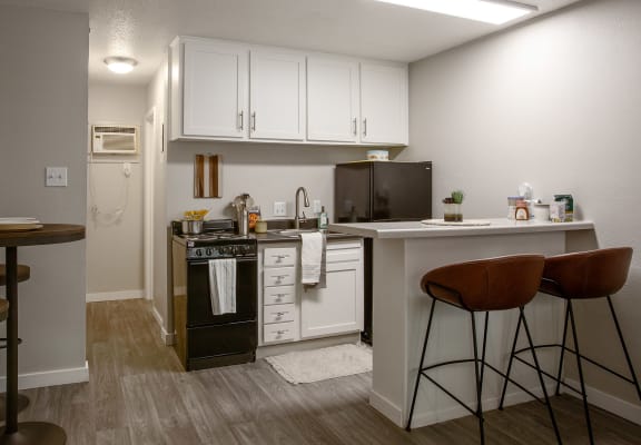 Kitchen with Breakfast Bar at Encanto Lofts in Albuquerque New Mexico