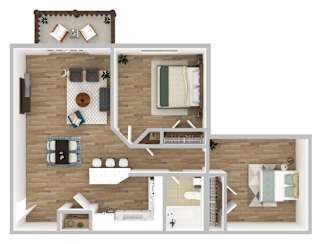 Two Bedroom One Bathroom Littlebrook Apartments at Littlebrook Apartments, Massachusetts, 01749