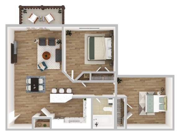 Floor Plan  Two Bedroom One Bathroom Littlebrook Apartments at Littlebrook Apartments, Massachusetts, 01749