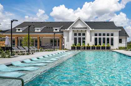 Resort style pool with spacious sundeck