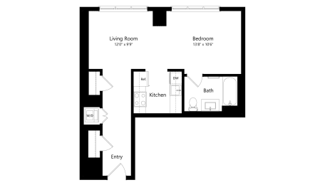Studio floor plan at Continuum, White Plains, NY, 10606