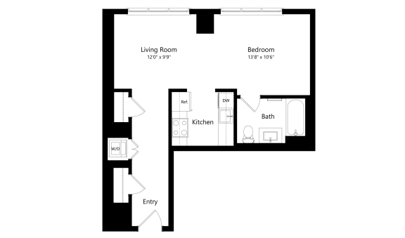 Studio floor plan at Continuum, White Plains, NY, 10606