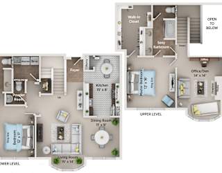 A floor plan of an apartment showing the layout of the rooms.